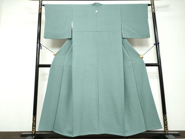 平和屋着物●上質な色無地　山葵色　正絹　逸品　DABI9568ud