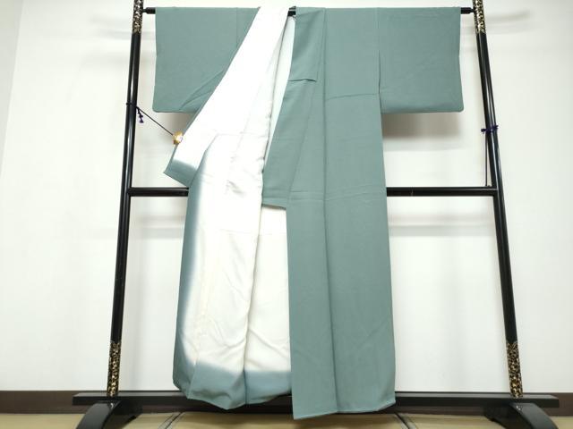 平和屋着物●上質な色無地　山葵色　正絹　逸品　DABI9568ud