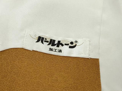 平和屋着物●上質な色無地　花尽くし地紋　琥珀色　正絹　逸品　DABI9571ud