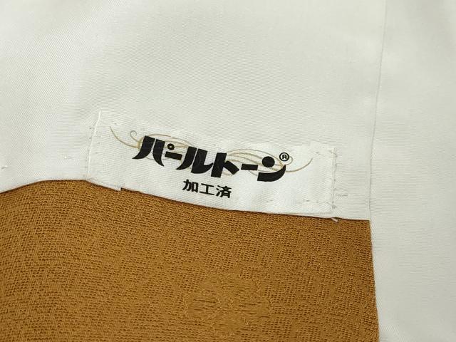 平和屋着物●上質な色無地　花尽くし地紋　琥珀色　正絹　逸品　DABI9571ud