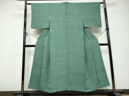 平和屋着物▼上質な色無地　霞地紋　深川鼠色　正絹　逸品　DABI9573ud