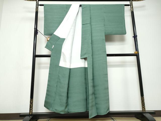 平和屋着物▼上質な色無地　霞地紋　深川鼠色　正絹　逸品　DABI9573ud