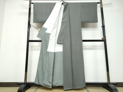 平和屋着物●上質な色無地　総絞り　灰色　正絹　逸品　未使用　DABI9576ud