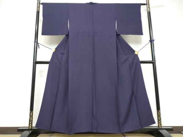 平和屋着物●上質な色無地　紋意匠　紫紺色　正絹　逸品　DABI9579ud