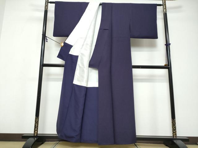 平和屋着物●上質な色無地　紋意匠　紫紺色　正絹　逸品　DABI9579ud