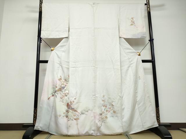 平和屋着物●訪問着　作家物　花鳥文　暈し染め　金銀彩　正絹　逸品　DABI9587ud