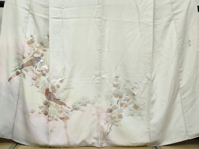 平和屋着物●訪問着　作家物　花鳥文　暈し染め　金銀彩　正絹　逸品　DABI9587ud