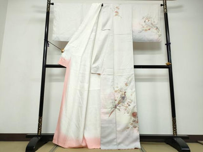 平和屋着物●訪問着　作家物　花鳥文　暈し染め　金銀彩　正絹　逸品　DABI9587ud
