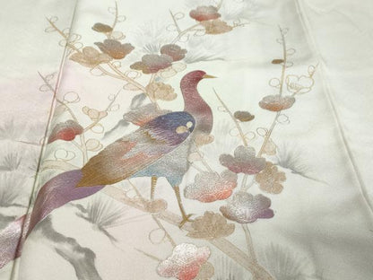 平和屋着物●訪問着　作家物　花鳥文　暈し染め　金銀彩　正絹　逸品　DABI9587ud
