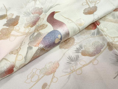 平和屋着物●訪問着　作家物　花鳥文　暈し染め　金銀彩　正絹　逸品　DABI9587ud