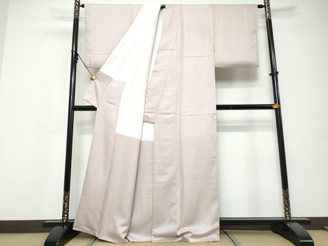 平和屋着物●上質な色無地　作家物　草花地紋　牡丹鼠色　正絹　逸品　DABI9591ud