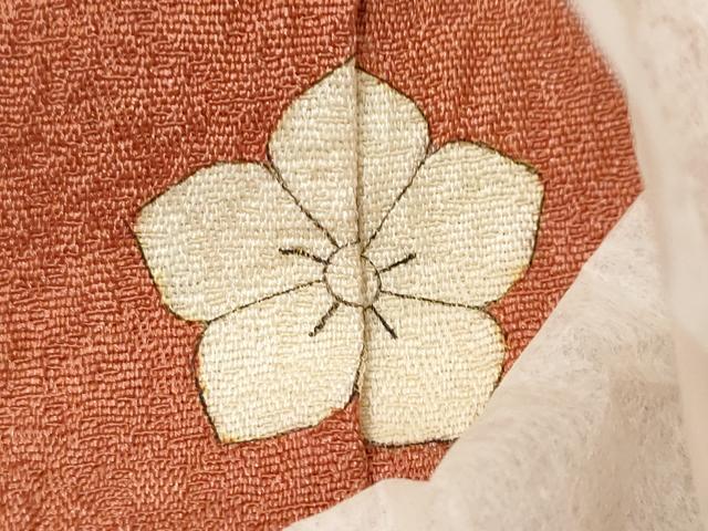 平和屋着物●上質な色無地　霞地紋　真赭色　正絹　逸品　未使用　DABI9594ud