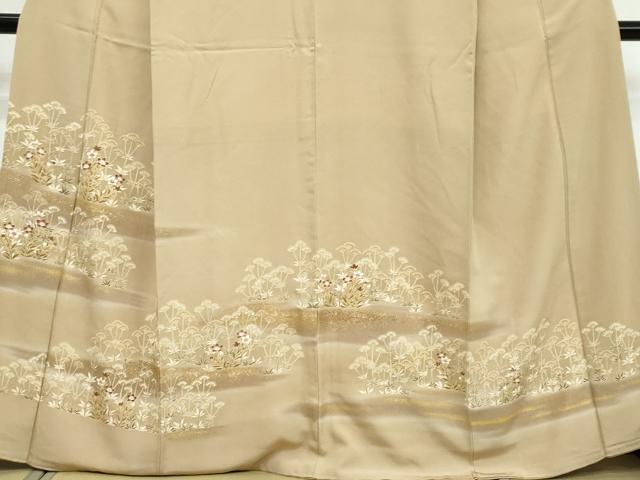 平和屋着物●訪問着　駒刺繍　草花文　暈し染め　金彩　正絹　逸品　DABI9602ud