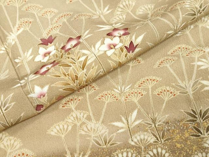 平和屋着物●訪問着　駒刺繍　草花文　暈し染め　金彩　正絹　逸品　DABI9602ud