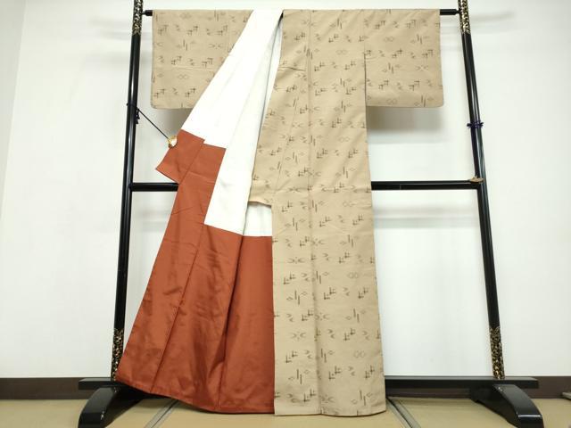 平和屋着物●上質な紬　絣文様　正絹　逸品　DABI9606ud