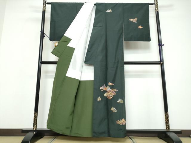 平和屋着物●本場縞大島紬　訪問着　総刺繍　平安人物文　正絹　逸品　DABI9607ud