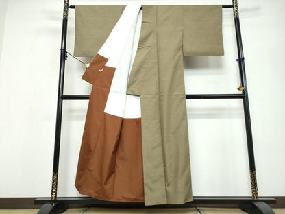 平和屋着物▼上質な紬　格子文　ますいわ屋扱い　正絹　逸品　DABI9614ud