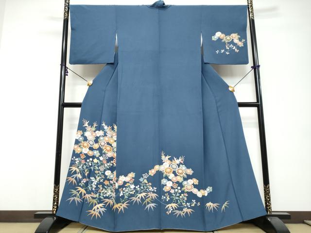 平和屋着物●訪問着　草花文　金彩　正絹　逸品　DABI9622ud