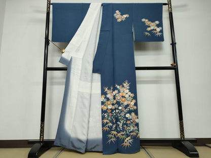 平和屋着物●訪問着　草花文　金彩　正絹　逸品　DABI9622ud