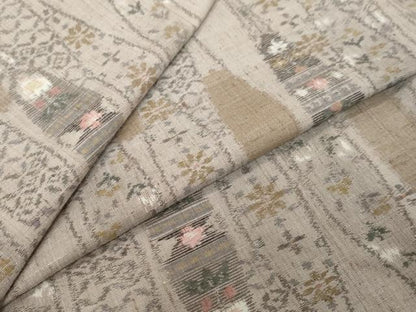 平和屋着物●小千谷紬　立涌草花文　正絹　逸品　DABI9623ud