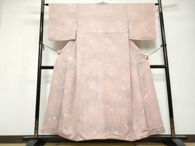 平和屋着物●上質な小紋　地紋起こし　舞葉文　正絹　逸品　DABI9635ud