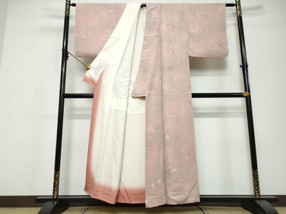 平和屋着物●上質な小紋　地紋起こし　舞葉文　正絹　逸品　DABI9635ud