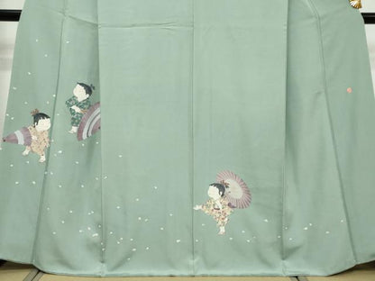 平和屋着物●訪問着　友禅　作家物　童子遊び　正絹　逸品　DABI9637ud