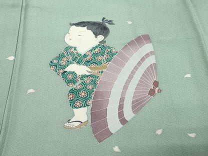 平和屋着物●訪問着　友禅　作家物　童子遊び　正絹　逸品　DABI9637ud