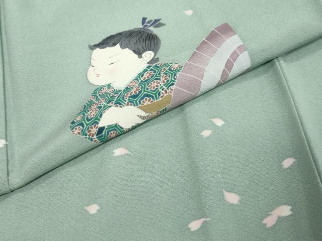 平和屋着物●訪問着　友禅　作家物　童子遊び　正絹　逸品　DABI9637ud