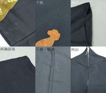 平和屋着物●色留訪問着　駒刺繍　結び紐文　金彩　ロング丈　正絹　逸品　DABI9638ud