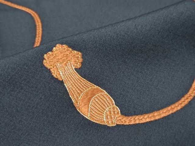 平和屋着物●色留訪問着　駒刺繍　結び紐文　金彩　ロング丈　正絹　逸品　DABI9638ud