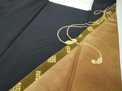 平和屋着物●色留訪問着　駒刺繍　結び紐文　金彩　ロング丈　正絹　逸品　DABI9638ud