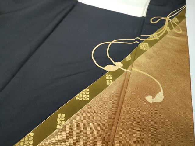平和屋着物●色留訪問着　駒刺繍　結び紐文　金彩　ロング丈　正絹　逸品　DABI9638ud