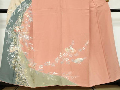 平和屋着物●訪問着　地紙草花文　金彩　正絹　逸品　DABI9641ud
