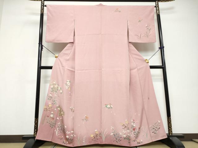 平和屋着物●訪問着　友禅　作家物　草花文　暈し染め　正絹　逸品　DABI9643ud