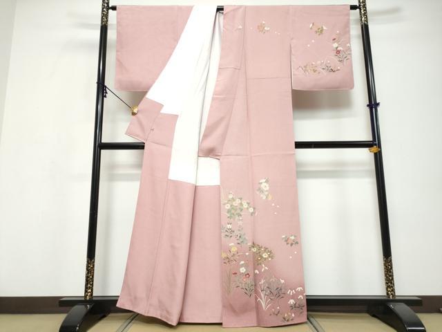 平和屋着物●訪問着　友禅　作家物　草花文　暈し染め　正絹　逸品　DABI9643ud