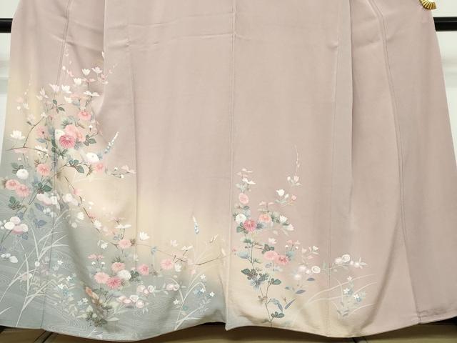 平和屋着物●訪問着　友禅　流水草花文　暈し染め　正絹　逸品　DABI9644ud