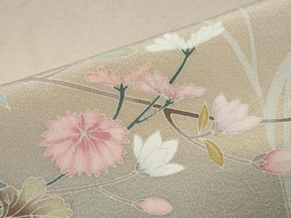 平和屋着物●訪問着　友禅　流水草花文　暈し染め　正絹　逸品　DABI9644ud