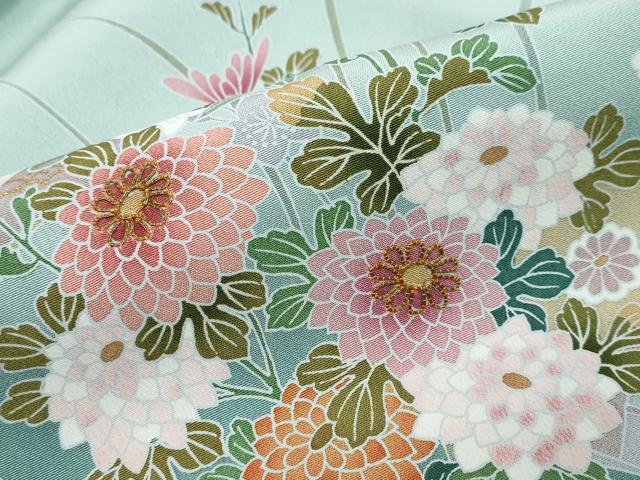 平和屋着物●訪問着　駒刺繍　草花籬文　金彩　正絹　逸品　DABI9645ud