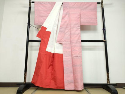 平和屋着物●紅花紬　米沢　霞文　正絹　逸品　DABI9650ud