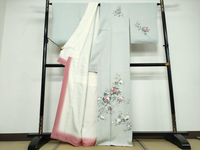 平和屋着物●訪問着　友禅　作家物　枝花文　三越扱い　正絹　逸品　DABI9654ud