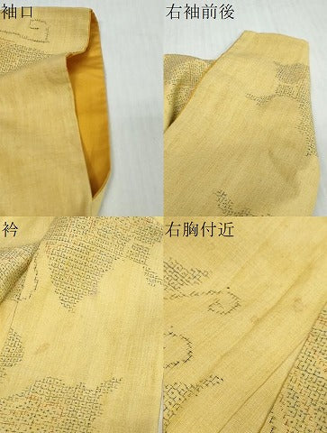 平和屋着物●結城紬　80亀甲　飛び亀甲柄　舞蝶文　正絹　逸品　DABI9658ud