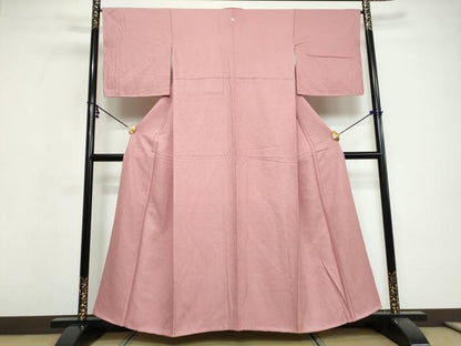 平和屋着物●上質な色無地　紋意匠　桃色　正絹　逸品　未使用　DABI9663ud