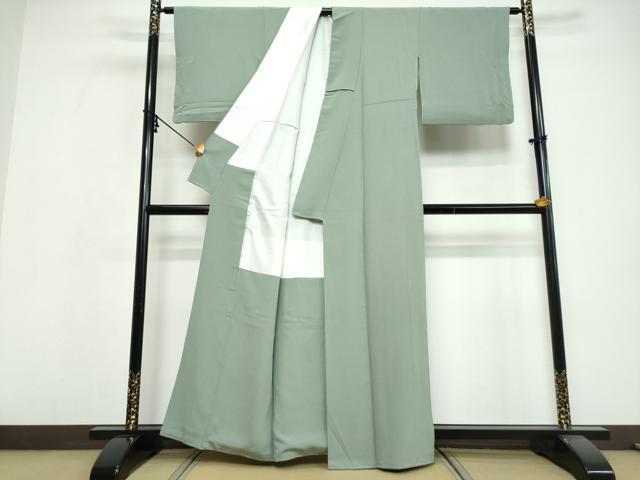 平和屋着物●上質な色無地　青磁鼠色　正絹　逸品　DABI9664ud