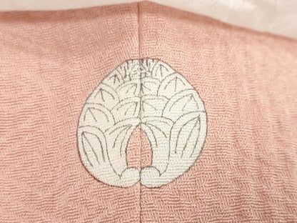 平和屋着物●上質な色無地　草花地紋　紅梅色　正絹　逸品　DABI9667ud