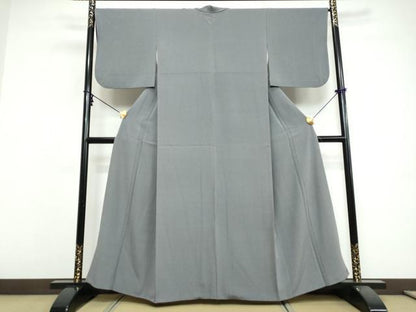 平和屋着物●江戸小紋　万筋　濃色×湊鼠色　正絹　逸品　DABI9669ud