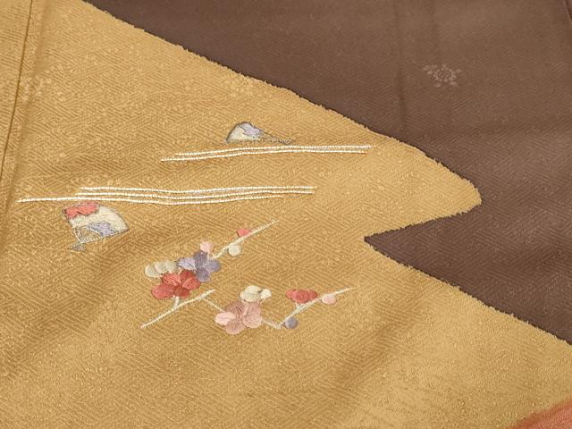 平和屋着物●訪問着　駒刺繍　草花文　金彩　正絹　逸品　DABI9670ud
