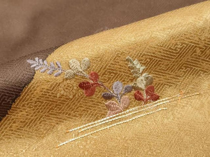 平和屋着物●訪問着　駒刺繍　草花文　金彩　正絹　逸品　DABI9670ud