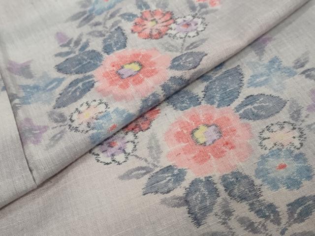 平和屋着物●上質な紬　草花文　正絹　逸品　DABI9671ud