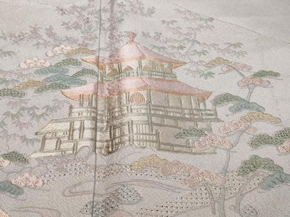 平和屋着物●中国三大刺繍　スワトウ刺繍　汕頭刺繍　総刺繍　訪問着　平安人物風景文　金糸　正絹　逸品　未使用　DABI9673ud